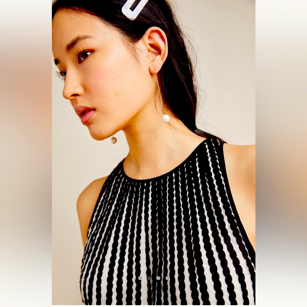 Anthropologie Women’s Geisha Designs Black and White Striped Halter Dress - Picture 3 of 8
